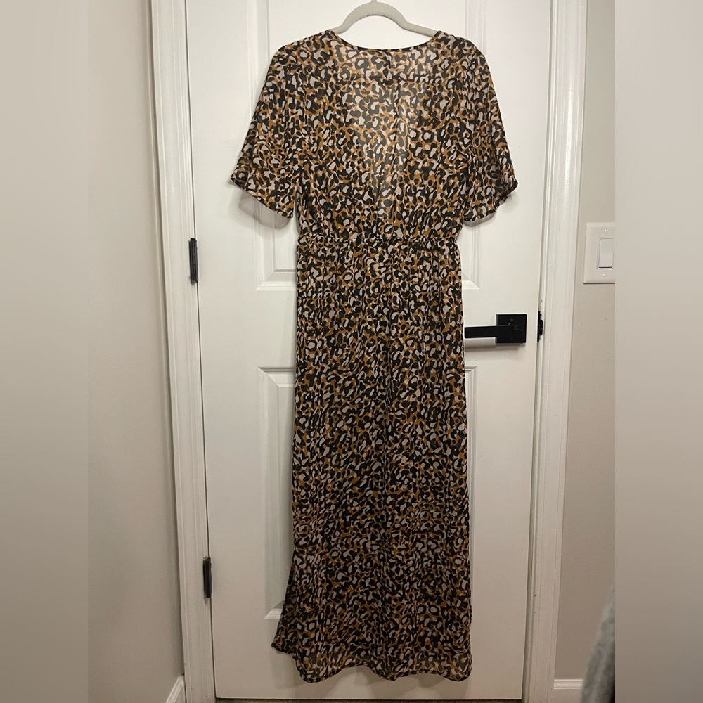 Leopard print duster/ swim Coverup - Picture 3 of 6